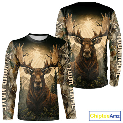 Best Men's 3D Moose Hunting Shirt Forest Camouflage Apparel Gift For Hunter NHT1587