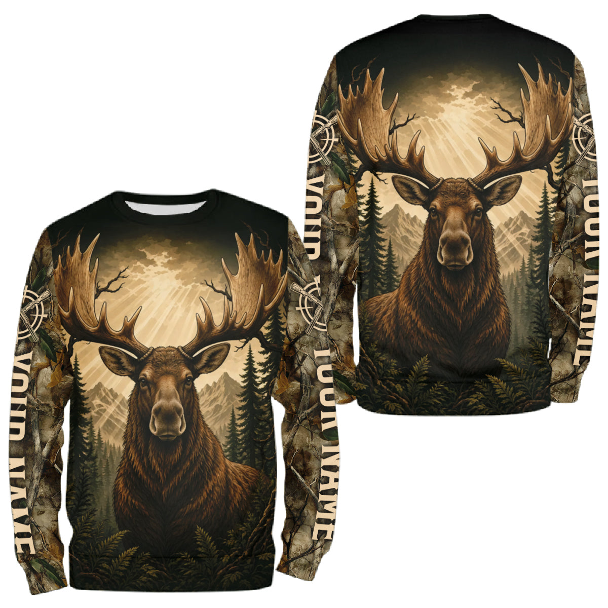 Best Men's 3D Moose Hunting Shirt Forest Camouflage Apparel Gift For Hunter NHT1587