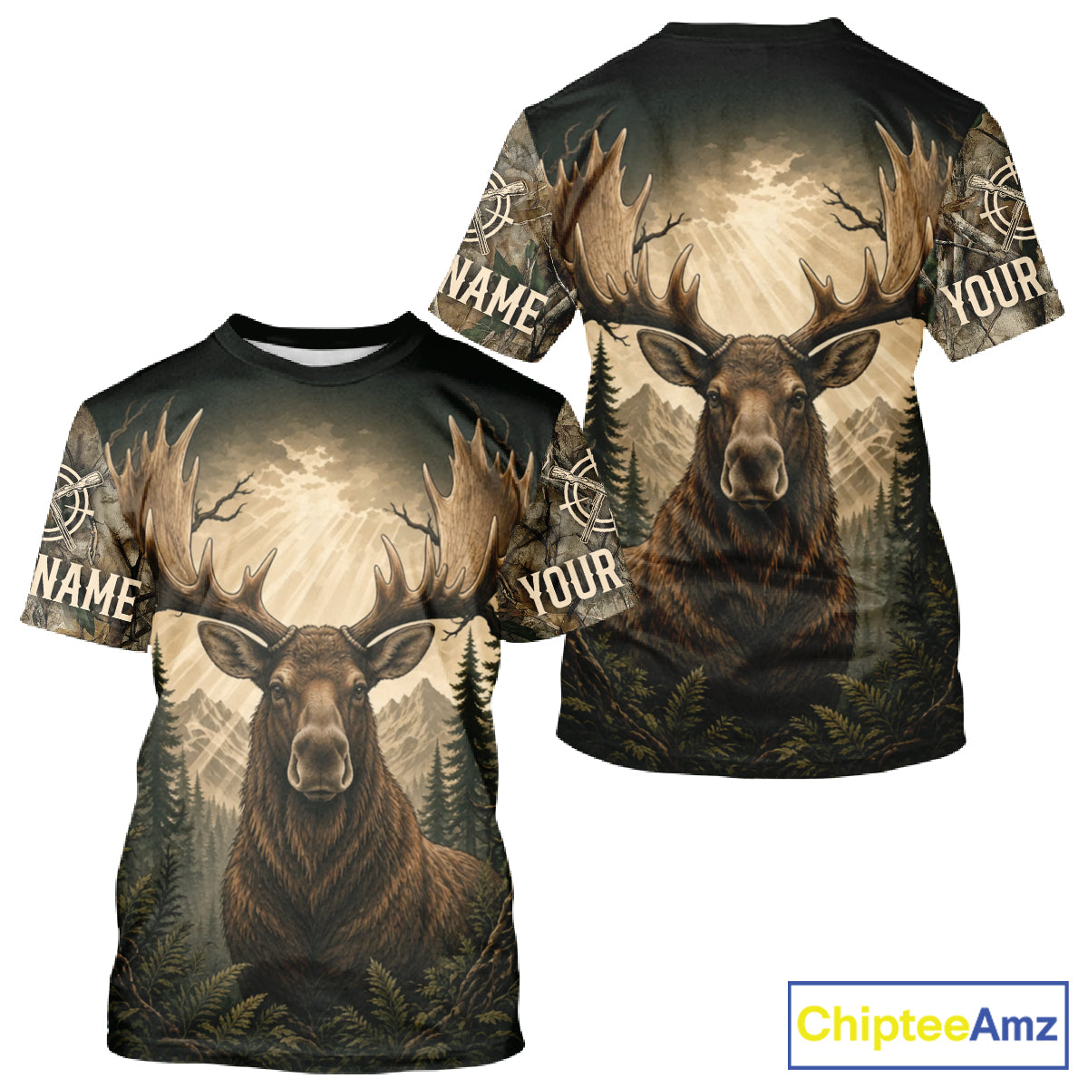 Best Men's 3D Moose Hunting Shirt Forest Camouflage Apparel Gift For Hunter NHT1587