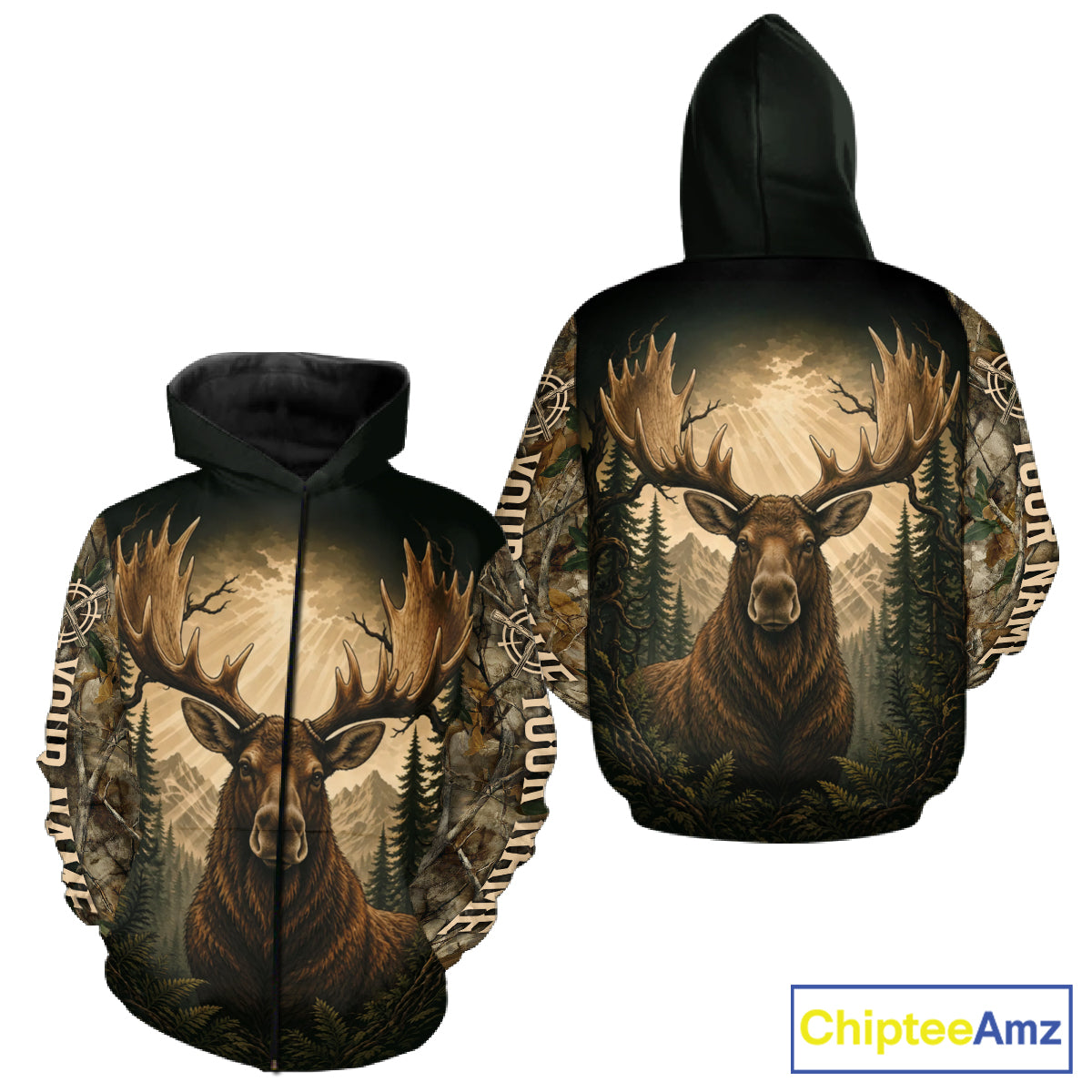Best Men's 3D Moose Hunting Shirt Forest Camouflage Apparel Gift For Hunter NHT1587
