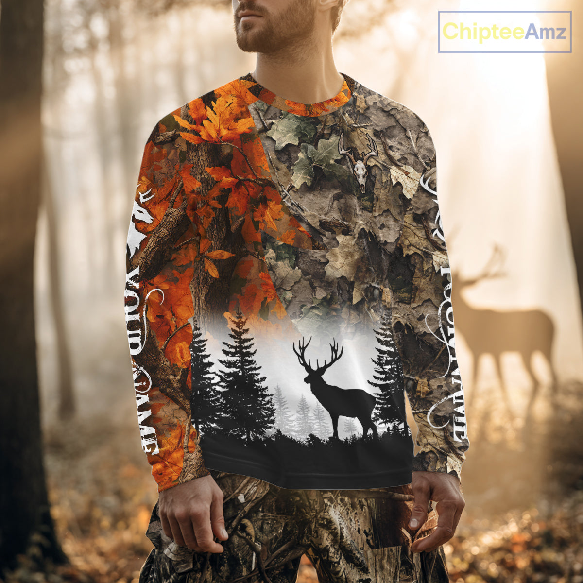 Deer Hunting Orange Camo Forest Custom Name 3D All Over Print Shirts Personalized NHT320