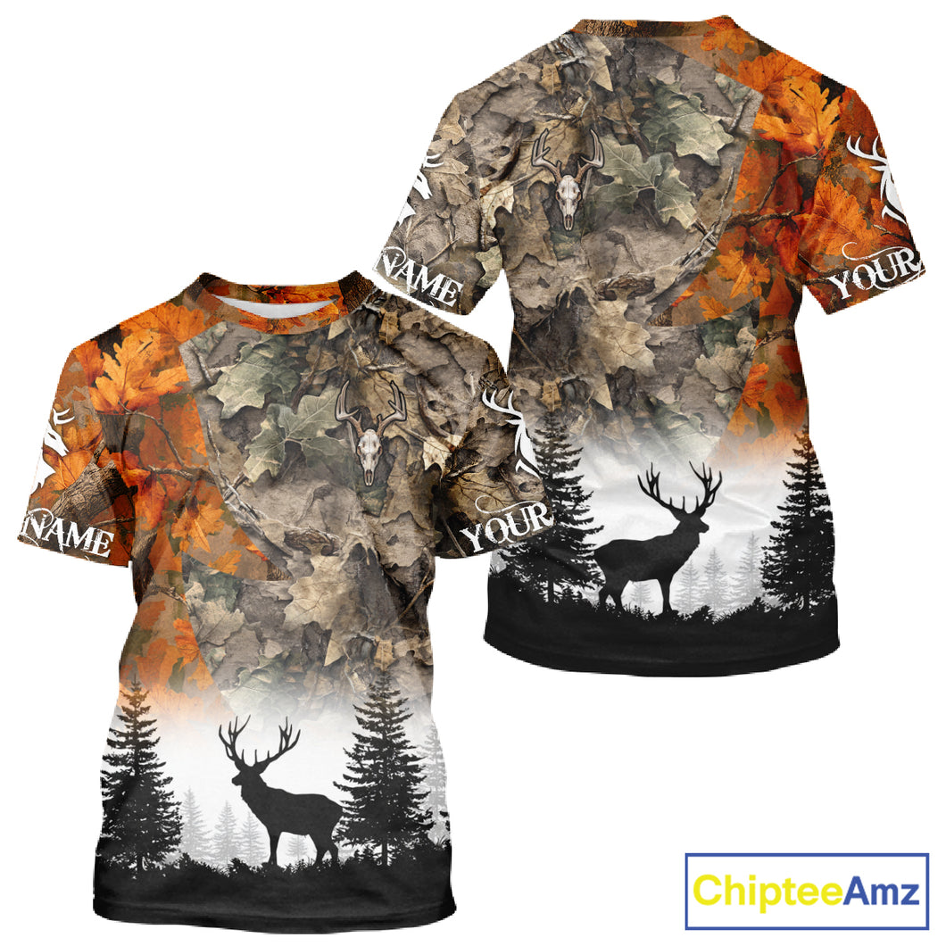 Deer Hunting Orange Camo Forest Custom Name 3D All Over Print Shirts Personalized NHT320