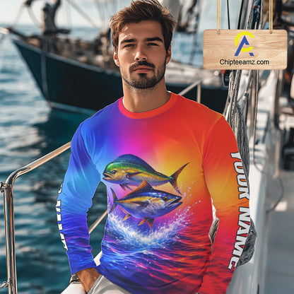Personalized Mahi Mahi, Tuna Neon Performance Fishing Shirt, Offshore Tournament Shirts NHT599