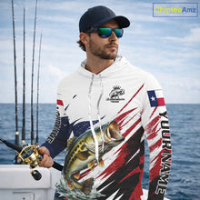 Load image into Gallery viewer, Custom Texas Flag Bass Fishing Shirts, Texas Bass Hooded Fishing Shirts Long Sleeve For Team NHT602