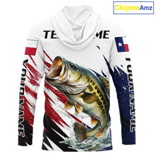 Load image into Gallery viewer, Custom Texas Flag Bass Fishing Shirts, Texas Bass Hooded Fishing Shirts Long Sleeve For Team NHT602