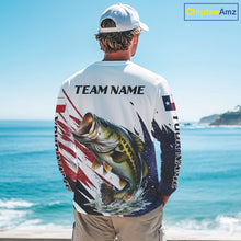 Load image into Gallery viewer, Custom Texas Flag Bass Fishing Shirts, Texas Bass Fishing Shirts Long Sleeve For Team NHT602