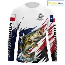 Load image into Gallery viewer, Custom Texas Flag Bass Fishing Shirts, Texas Bass Fishing Shirts Long Sleeve For Team NHT602