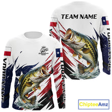 Load image into Gallery viewer, Custom Texas Flag Bass Fishing Shirts, Texas Bass Fishing Shirts Long Sleeve For Team NHT602