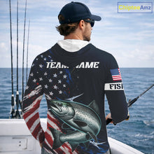 Load image into Gallery viewer, Chinook Salmon Fishing Shirts Long Sleeve Hooded American USA Flag Camo, Fishing Jersey For Men NHT961