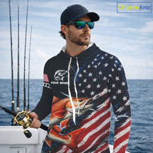 Load image into Gallery viewer, Redfish Fishing Shirts Long Sleeve Hooded American USA Flag Camo, Fishing Jersey For Men NHT962