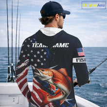 Load image into Gallery viewer, Redfish Fishing Shirts Long Sleeve Hooded American USA Flag Camo, Fishing Jersey For Men NHT962