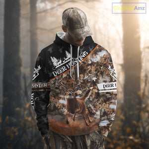 Best Whitetail Deer Hunting Shirt Black Brown Forest Camo 3D All Over Print For Deer Hunters NHT55