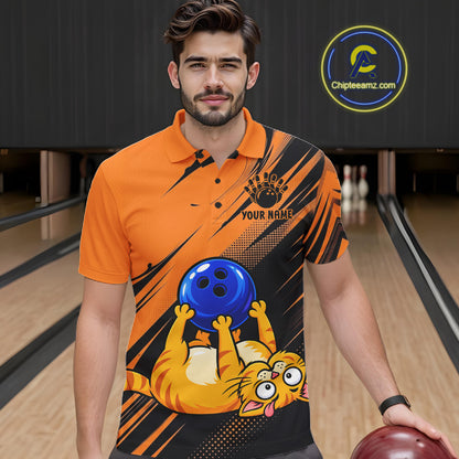 Funny Cat Bowling Shirt Custom Personalized Bowling Jersey, Bowling Team Gift For Men NHT1416
