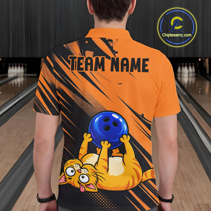Funny Cat Bowling Shirt Custom Personalized Bowling Jersey, Bowling Team Gift For Men NHT1416