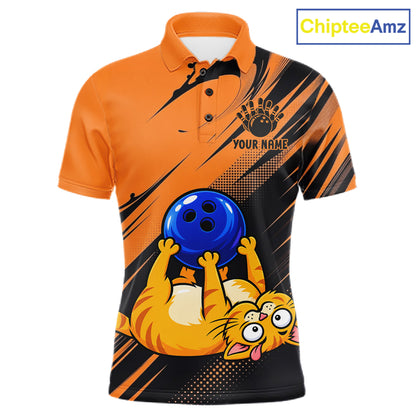 Funny Cat Bowling Shirt Custom Personalized Bowling Jersey, Bowling Team Gift For Men NHT1416