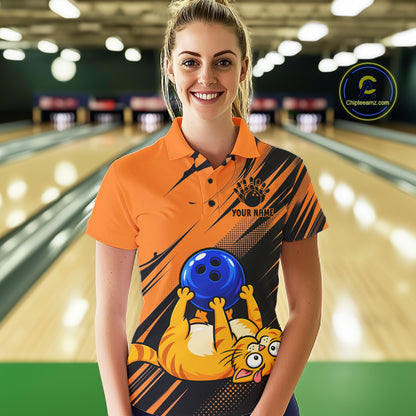 Funny Cat Bowling Shirt Custom Personalized Bowling Jersey, Bowling Team Gift For Women NHT1416
