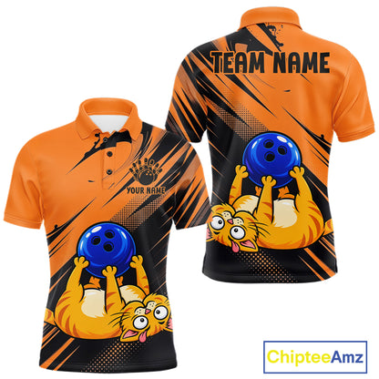 Funny Cat Bowling Shirt Custom Personalized Bowling Jersey, Bowling Team Gift For Men NHT1416