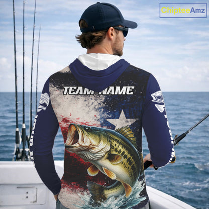 Personalized Bass Custom Texas Flag Performance Fishing Shirts, Bass Hooded  Fishing Shirts Long Sleeve For Men NHT607