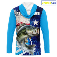 Load image into Gallery viewer, Largemouth Bass Fishing Shirts Long Sleeve Hooded Texas Flag Custom Name Team Name, Fishing Gift NHT608