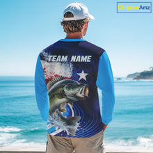Load image into Gallery viewer, Largemouth Bass Fishing Shirts Long Sleeve Texas Flag Custom Name Team Name, Fishing Gift NHT608
