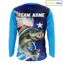Load image into Gallery viewer, Largemouth Bass Fishing Shirts Long Sleeve Texas Flag Custom Name Team Name, Fishing Gift NHT608