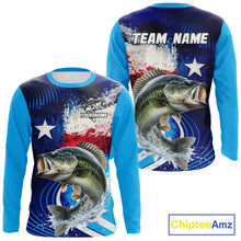 Load image into Gallery viewer, Largemouth Bass Fishing Shirts Long Sleeve Texas Flag Custom Name Team Name, Fishing Gift NHT608