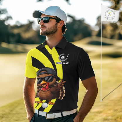 Funny Turkey Golfer Polo, Custom Name Team Men Golf Shirt, Golf Top NHT1423