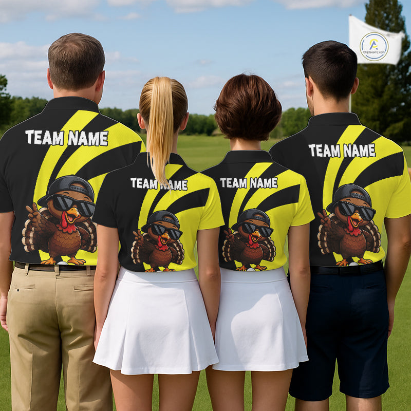 Funny Turkey Golfer Polo, Custom Name Team Women Golf Shirt, Golf Top NHT1423