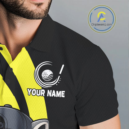 Funny Raccoon Golfer Polo, Custom Name Team Men Golf Shirt, Golf Top NHT1424