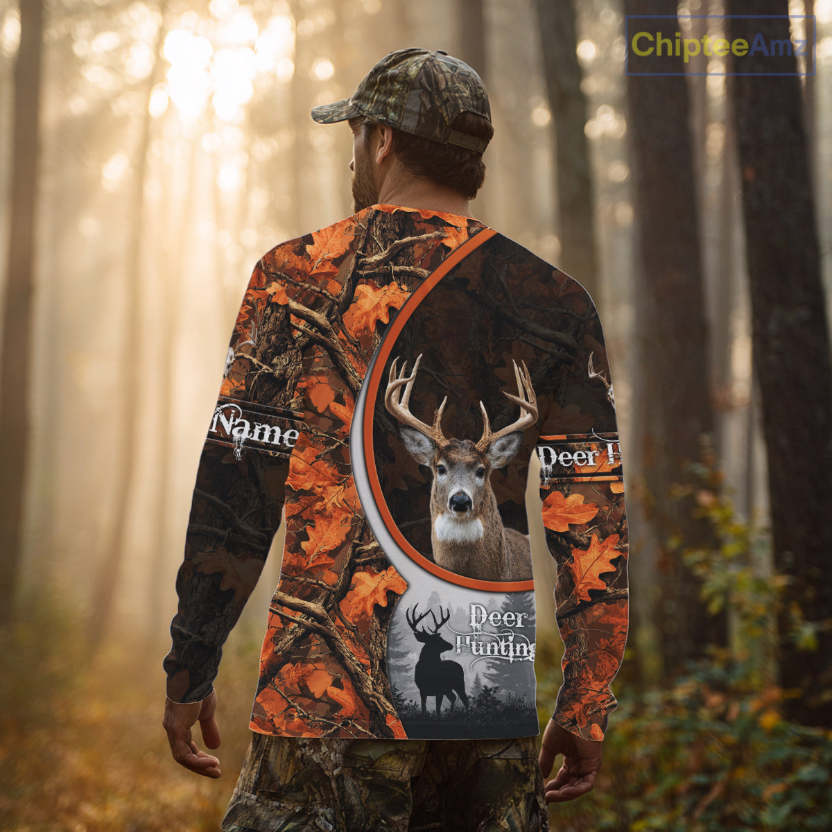 Personalized Deer Hunting 3D All Over Printed Hoodie Orange Autumn Leaves Camo, Hunting Gift NHT322