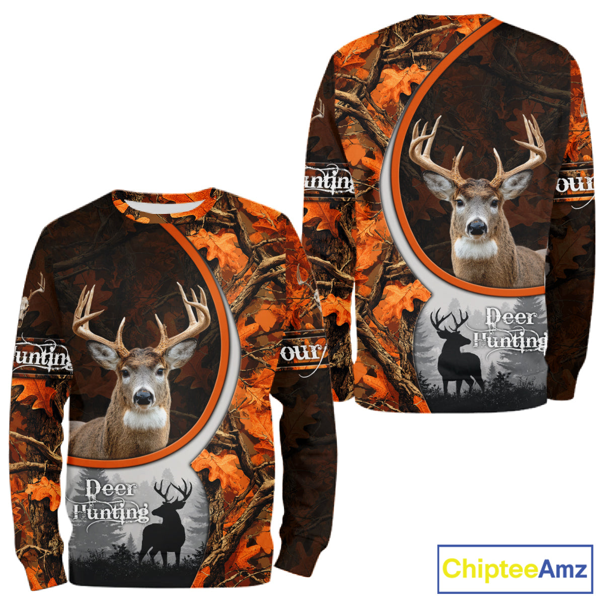 Personalized Deer Hunting 3D All Over Printed Hoodie Orange Autumn Leaves Camo, Hunting Gift NHT322