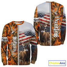 Load image into Gallery viewer, Custom Camouflage Deer Hunting With US Flag For Men, Hoodie Hunting Shirt NHT323