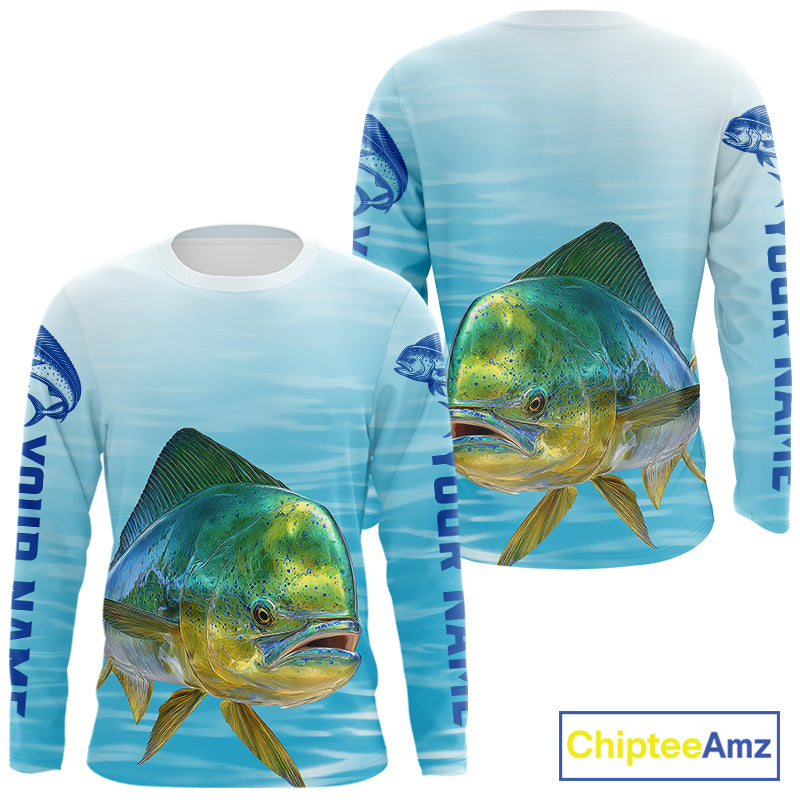 Mahi Mahi Ocean Blue Performance Fishing Shirt,  Mahi Mahi Tournament Fishing Shirts NHT615
