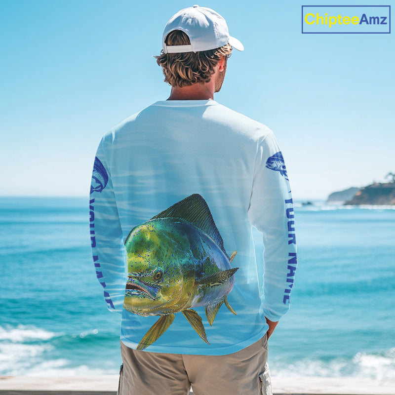 Mahi Mahi Ocean Blue Performance Fishing Shirt,  Mahi Mahi Tournament Fishing Shirts NHT615