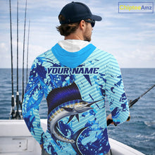 Load image into Gallery viewer, Custom Sailfish Saltwater Fishing Jerseys, Sailfish Hooded  Fishing Shirts Long Sleeve For Men NHT617