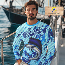 Load image into Gallery viewer, Custom Sailfish Saltwater Fishing Jerseys, Sailfish Fishing Shirts Long Sleeve For Men NHT617