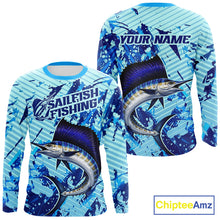 Load image into Gallery viewer, Custom Sailfish Saltwater Fishing Jerseys, Sailfish Fishing Shirts Long Sleeve For Men NHT617