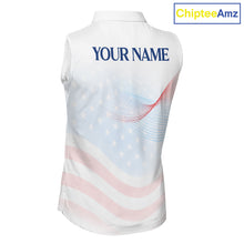 Load image into Gallery viewer, Personalized America 250 Years Shirt Custom Name Patriotic USA Stars Women's Sleeveless Polo Golf Shirt NHT983 - Women's S...