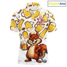 Load image into Gallery viewer, Custom Funny Squirrel Men's Golf Polo Shirts - Personalized Beer Lover Performance Jersey NHT986 - Men's Long Sleeve Polo
...
