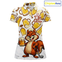 Load image into Gallery viewer, Custom Funny Squirrel Women's Golf Polo Shirts - Personalized Beer Lover Performance Jersey NHT986 - Women's Short Sleeve ...