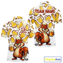 Load image into Gallery viewer, Custom Funny Squirrel Men's Golf Polo Shirts - Personalized Beer Lover Performance Jersey