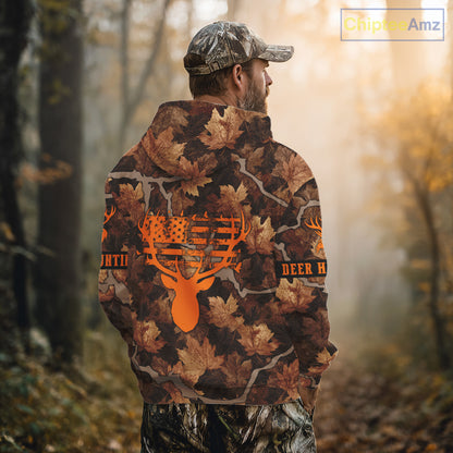 Whitetail Deer Hunting Shirt-Personalized US Flag Camouflage, Best Gifts for Deer Hunters NHT71