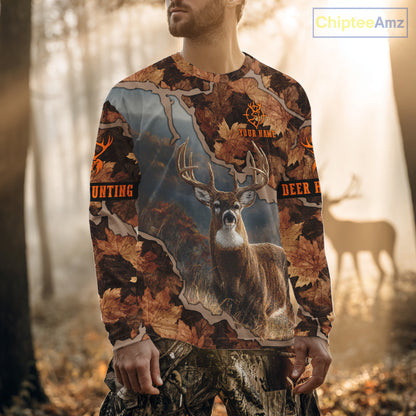 Whitetail Deer Hunting Shirt-Personalized US Flag Camouflage, Best Gifts for Deer Hunters NHT71
