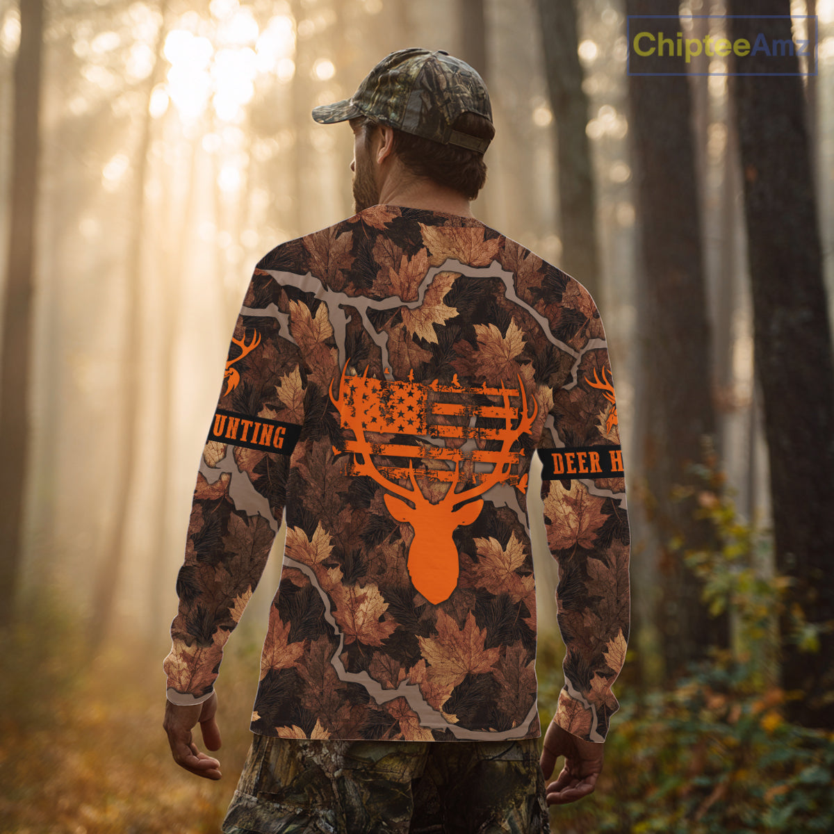 Whitetail Deer Hunting Shirt-Personalized US Flag Camouflage, Best Gifts for Deer Hunters NHT71