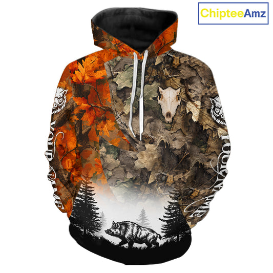 Boar Hunting Orange Camo Forest Custom Name 3D All Over Print Shirts Personalized NHT1430