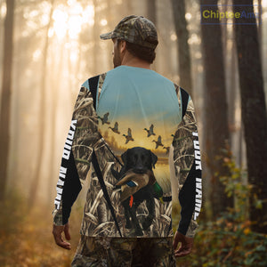 Duck Hunting Black Labrador 3D All Over Printed Camouflage Shirts, Duck Hunting Clothes NHT263