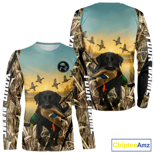 Duck Hunting Black Labrador 3D All Over Printed Camouflage Shirts, Duck Hunting Clothes NHT263