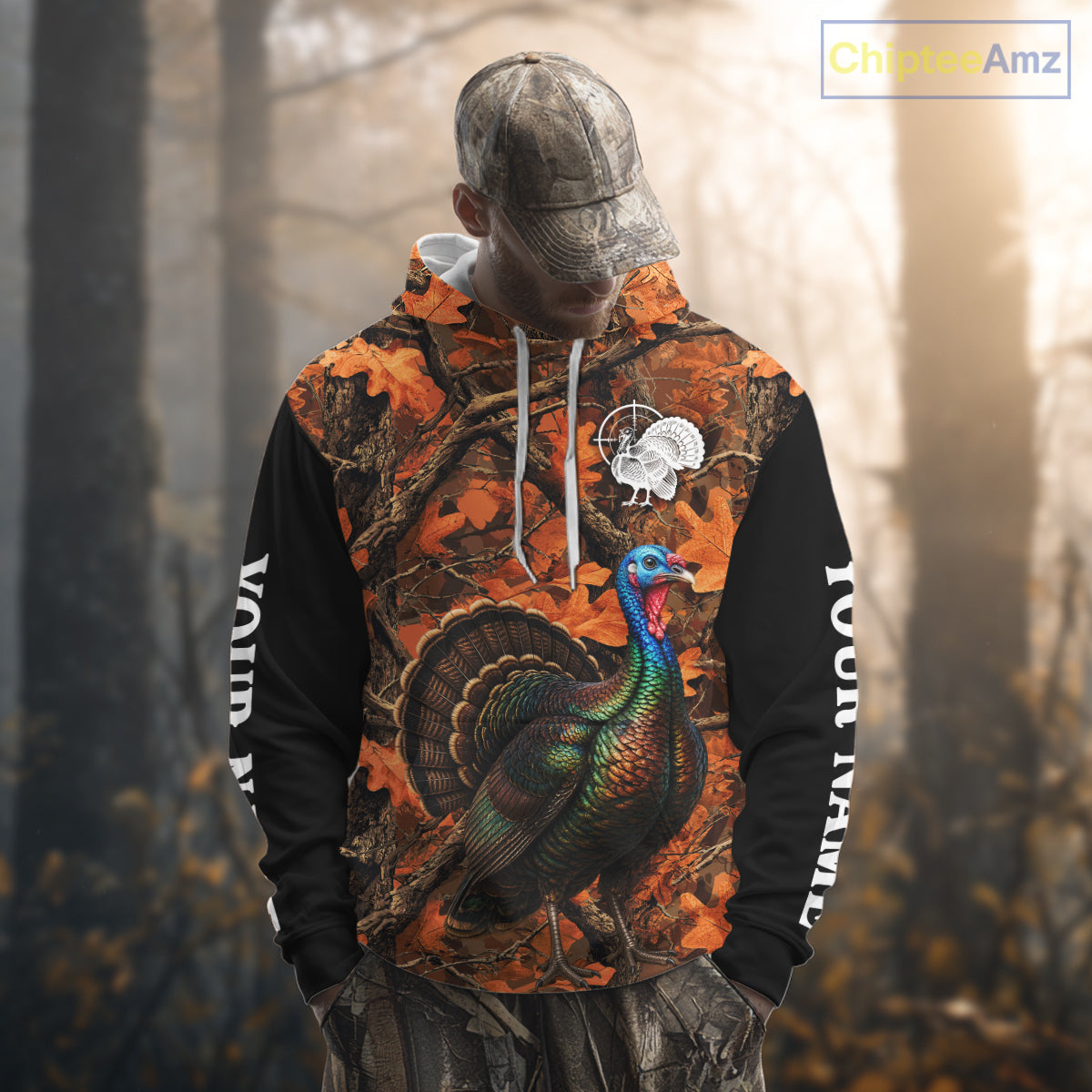 Turkey Hunting Camo Shirt Long Sleeve, Wild Turkey Autumn Camouflage Hunting Jersey NHT1438