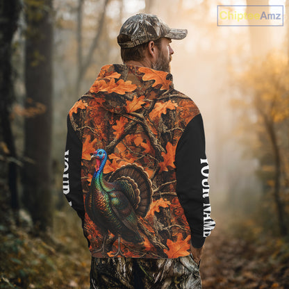Turkey Hunting Camo Shirt Long Sleeve, Wild Turkey Autumn Camouflage Hunting Jersey NHT1438