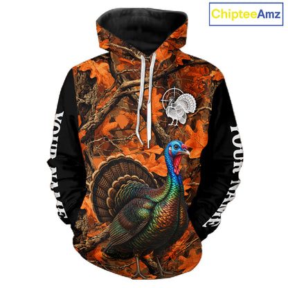 Turkey Hunting Camo Shirt Long Sleeve, Wild Turkey Autumn Camouflage Hunting Jersey NHT1438